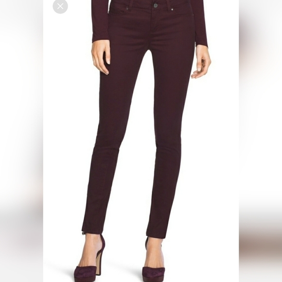 White House Black Market Black Cherry Skinny Jeans Style 570158437 Size 0R - Picture 1 of 13